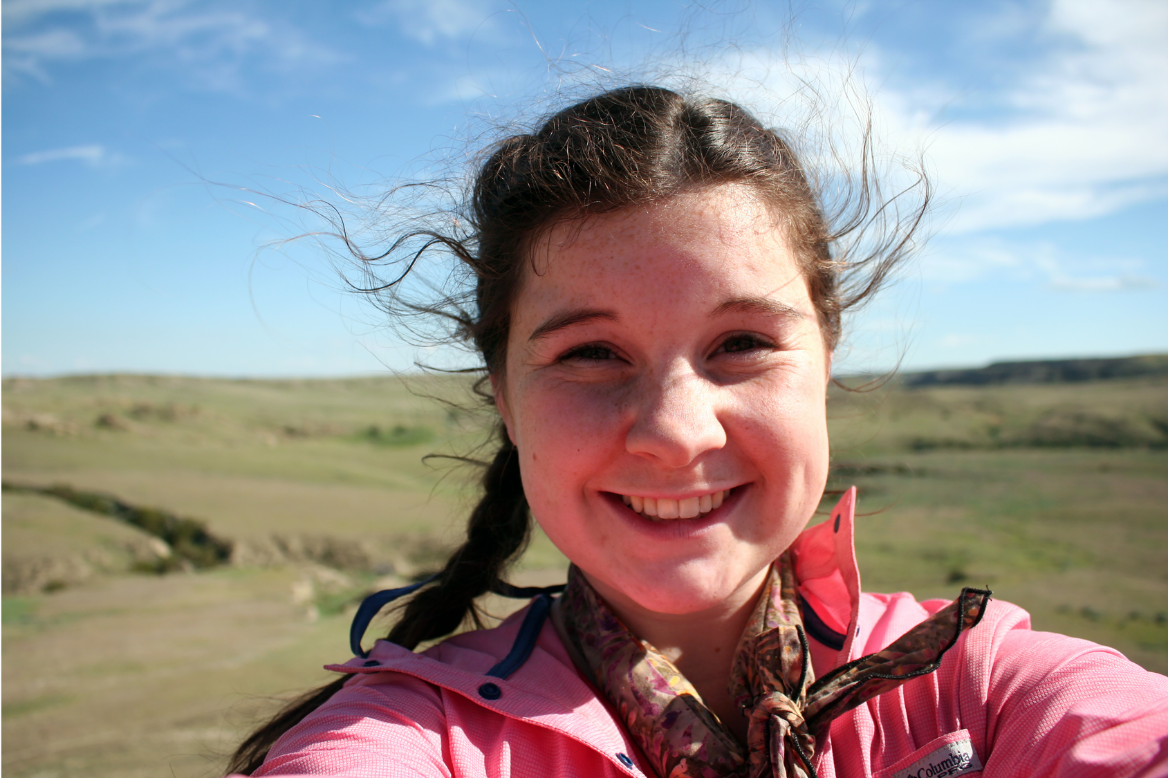 Undergraduate researcher Kaitlyn Tiffany on sight in Montana
