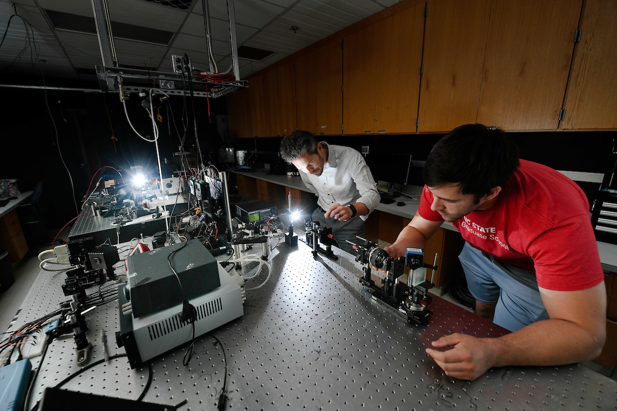 Located in the Monteith Research Center on NC State’s Centennial Campus, the optical sensing lab’s major research area is in spectral and polarimetric imaging as it applies to both remote sensing and biomedical imaging applications. Dr. Michael Kudenov. Photo by Marc Hall